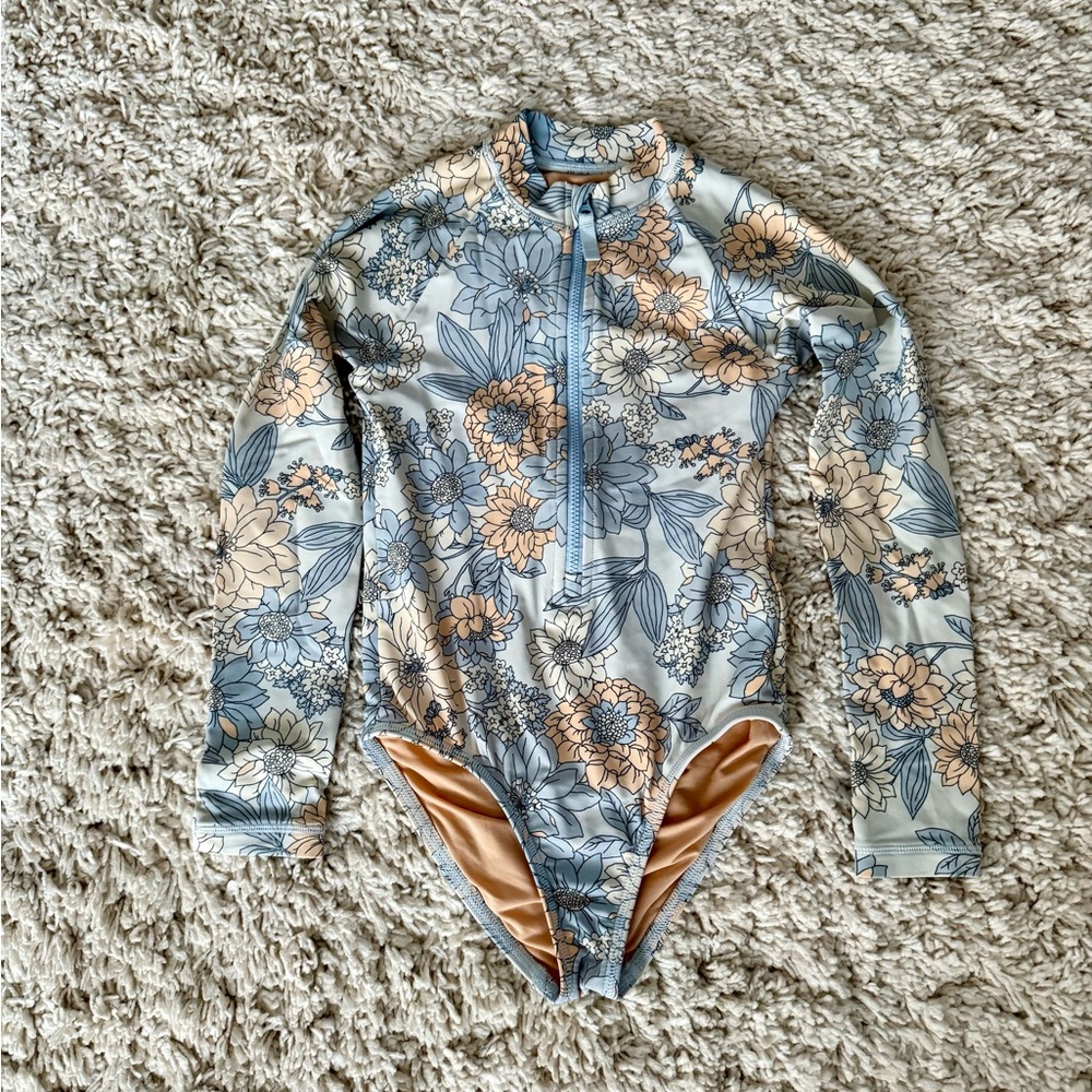 J. Crew Floral Kids Swim Rashguard Size 6-7
